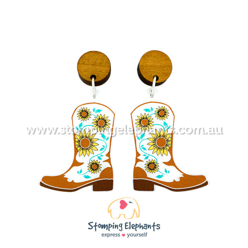 Sunflower Cowgirl (White) Boots Dangles