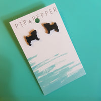 Pug Silhouette Studs