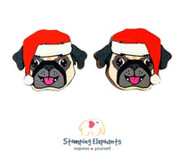 Pug Christmas Head Studs